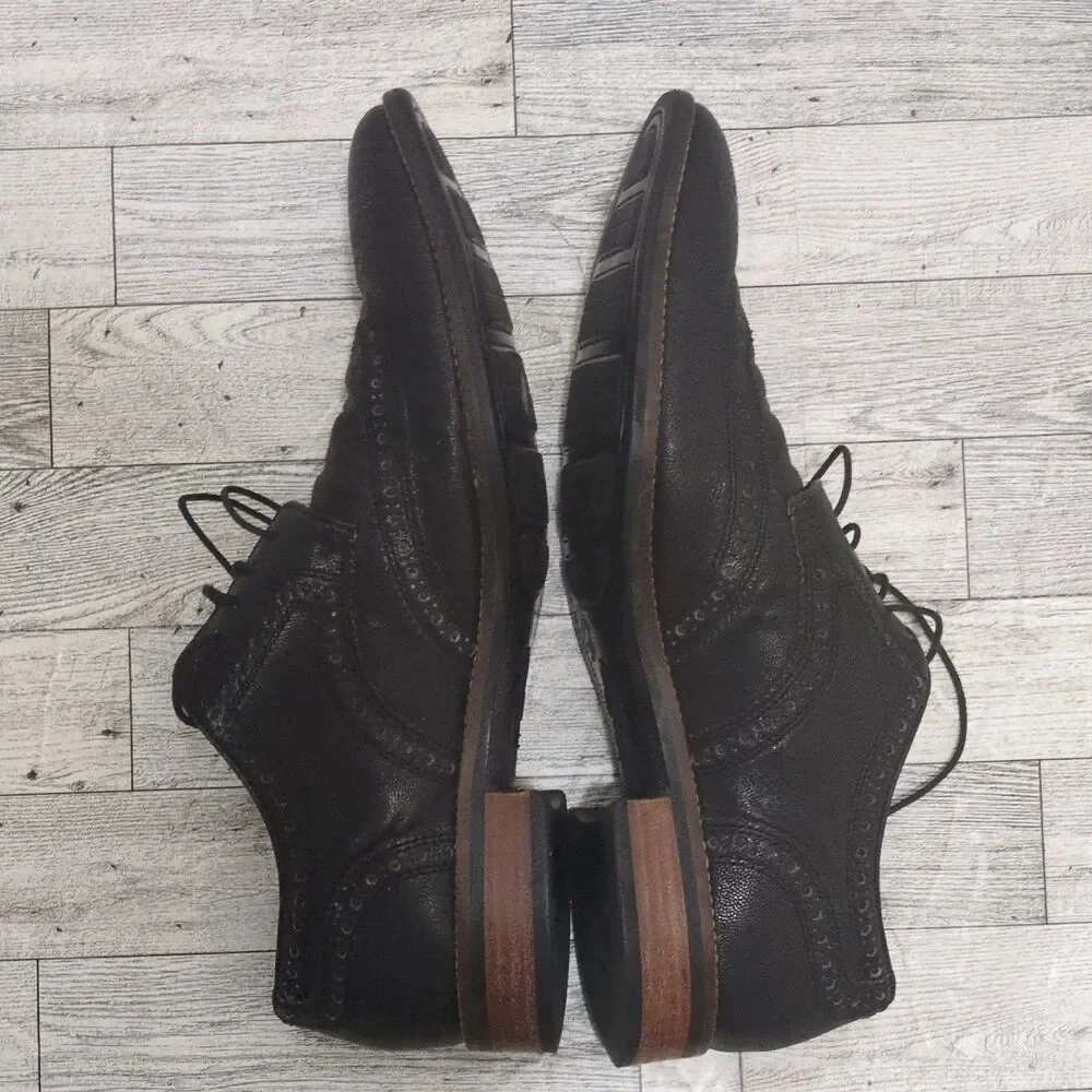 Cole Haan Men's Black Leather Wingtip Brogue Oxford Dress Shoes 9.5 M 163